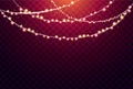 Holiday glowing garland. Light decoration element for event, carnival, christmas, wedding or birthday party design