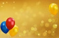 Holiday gold background with balloons