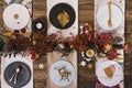 Holiday Gold place setting, funny Christmas table with ornaments Royalty Free Stock Photo