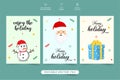 Holiday greeting card bundle design with A snowman and Santa face. Christmas gift card collection with beautiful calligraphy and Royalty Free Stock Photo