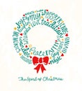 Holiday wreath greeting card with inspiring handwritten words Royalty Free Stock Photo