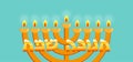 Holiday of Hanukkah, Hanukkah menorah, nine-branched candelabrum