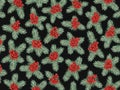 Holiday holly pattern on black background Royalty Free Stock Photo
