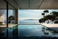 Holiday home with sea view and small indoor pool in modern design, Holiday home for a small family Royalty Free Stock Photo