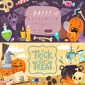 Halloween cartoon horizontal banners