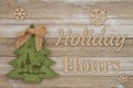 Holiday Hours message with Christmas tree