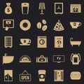 Holiday house icons set, simple style