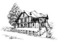 Holiday house sketch Royalty Free Stock Photo