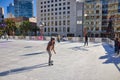 Holiday Ice Skating Union Square San Francisco, California, USA Royalty Free Stock Photo