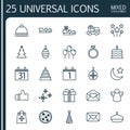 Holiday Icons Set. Collection Of Flan, Sleigh, Knitted Cap And Other Elements. Also Includes Symbols Such As Winter, Toy