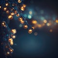 Holiday illumination and decoration concept - christmas garland bokeh lights over