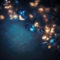 Holiday illumination and decoration concept - christmas garland bokeh lights over