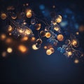 Holiday illumination and decoration concept - christmas garland bokeh lights over