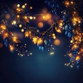 Holiday illumination and decoration concept - christmas garland bokeh lights over