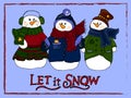 Holiday illustration. Christmas snowmen. New Year card. Winter figure. Royalty Free Stock Photo