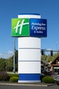 Holiday Inn Express sign at Pullman Washington on vertical support Royalty Free Stock Photo