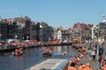 Holiday King`s Day in the city of Amsterdam, Holland, spring April