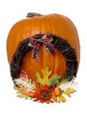 Holiday: Large Pumpkin & Wreath Royalty Free Stock Photo