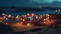 Holiday lights in a beach style, adding a touch of magic to the background Royalty Free Stock Photo