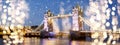 holiday lights and snowfall in London Royalty Free Stock Photo
