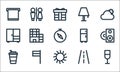 Holiday line icons. linear set. quality vector line set such as drink, sun, coffee cup, road, flag, drawer, refrigerator, lamp Royalty Free Stock Photo