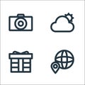 Holiday line icons. linear set. quality vector line set such as maps and location, gift, summer