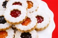 Holiday Linzer Torte Almond Cookies with Preserves Royalty Free Stock Photo