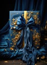 Holiday luxury gift boxes with golden decor and bow ribbon.Christmas gift wrapping