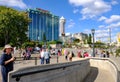 Holiday makers and tourists seen in the Canadian city of Niagara near the historic falls.