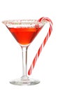 Holiday martini with a candy cane Royalty Free Stock Photo