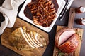 Holiday meats from above Royalty Free Stock Photo