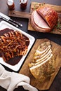 Holiday meats from above Royalty Free Stock Photo