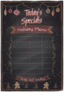 Holiday menu chalkboard design.