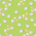 Holiday Model of greeting seamless pattern with easter colored eggs. Vector.