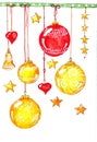 Holiday mood, ÃÂhristmas balls in gold and red color Royalty Free Stock Photo