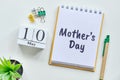 Holiday Mother Day - 10 tenth May Month Calendar Concept on Wooden Blocks Royalty Free Stock Photo