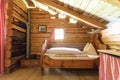 Holiday in the mountains: Rustic old wooden interior of a cabin or hut