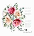 Holiday nature vintage background with colorful flowers. Vector