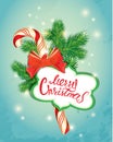 Holiday New Year greeting Card with xmas candy, frame Royalty Free Stock Photo