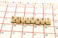 Holiday note date stack on calendar