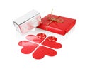 Holiday packages with paper hearts