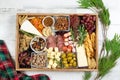 Holiday appetizer tray of meats and cheeses Royalty Free Stock Photo