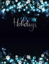 Holiday party invitation on silver-blue background