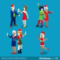 Holiday party masquerade Christmas New Year flat isometric 3d