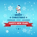Holiday Poster Merry Christmas And Happy New Year Message Decoration With Snowman Banner