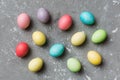 holiday preparation Multi colors Easter eggs on colored background . Pastel color Easter eggs. holiday concept with copy Royalty Free Stock Photo