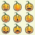 Holiday pumpkin jack lantern collection Royalty Free Stock Photo
