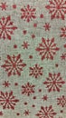 Holiday Red Glitter snowflakes on natural burlap texture