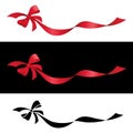 Holiday Red Ribbon with Bow Isolated Vector Illustration in both Red and Black Line Art Versions