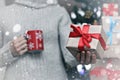 Gift giving hand christmas Royalty Free Stock Photo